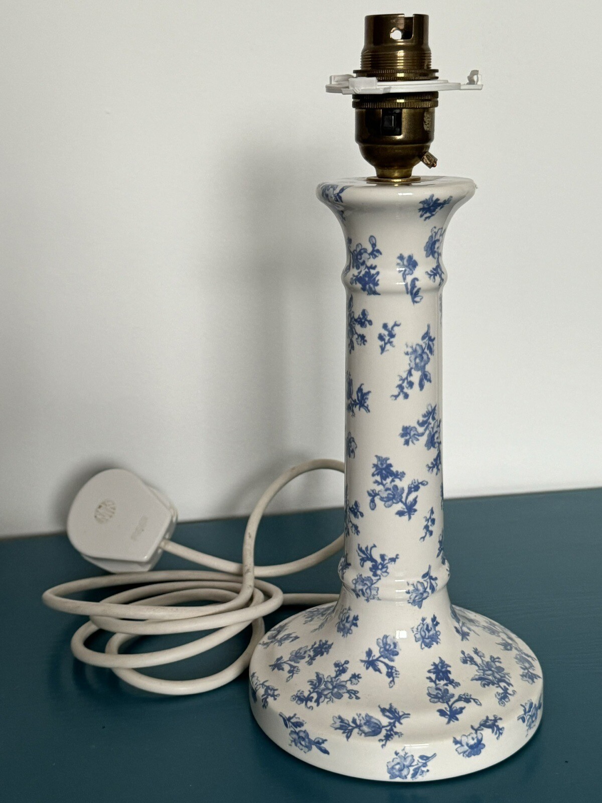 Vintage Laura Ashley Candlestick Table Lamp Base Blue White Ceramic eBay
