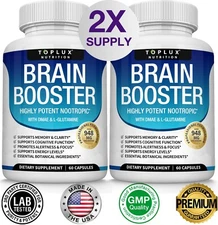 Brain Health Memory Booster (2 PACK) Focus Function Clarity Nootropic Supplement