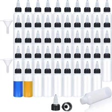 	Honeydak 50 Pcs 2oz Squeeze Bottles with Caps & Funnels for Kitchen Use	