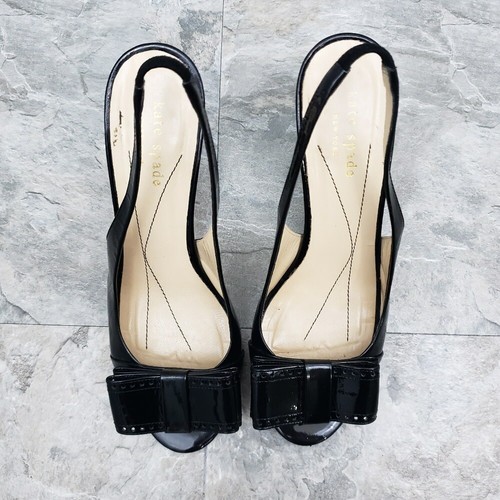 Zapatos de salón con arcos para mujer Kate Spade patente cuero negro con cabestrillo trasero 7 - Imagen 7 de 7