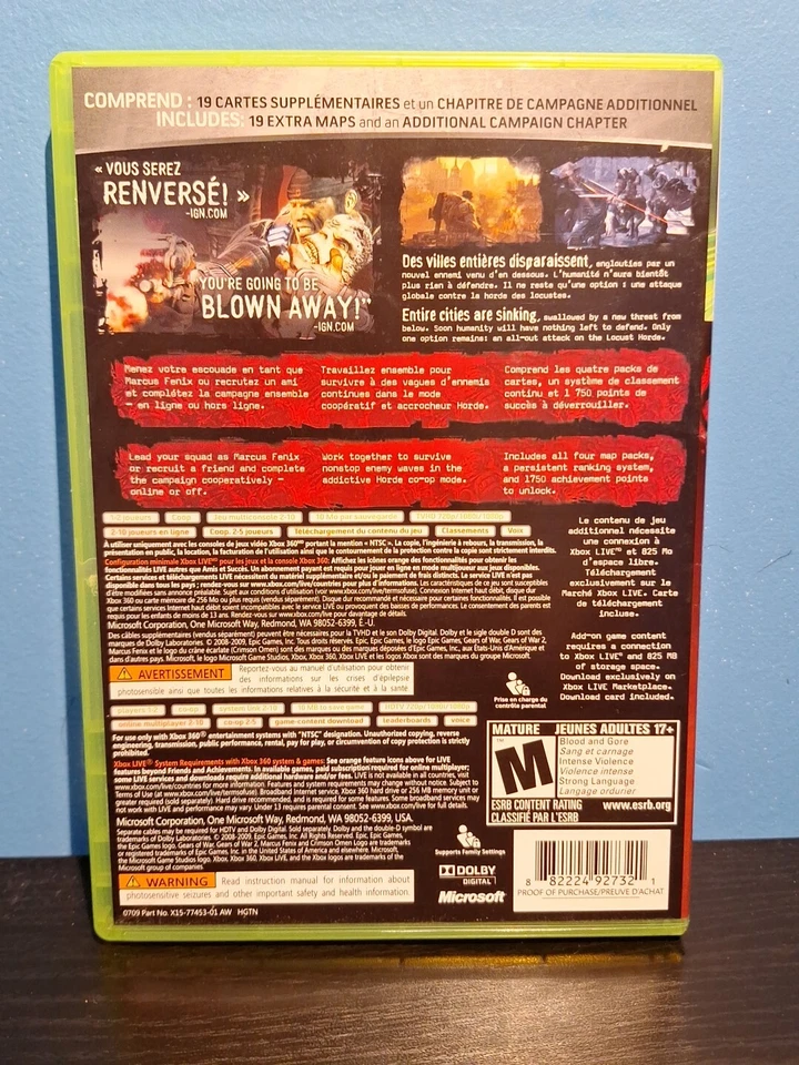 Gears of War 2 (Microsoft Xbox 360, 2008) CIB Complete - Image 2 of 4