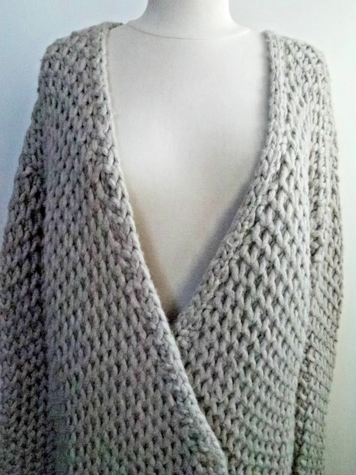 REED KRAKOFF Gris Claro Grueso Mezcla Lana Cárdigan Grande Suéter Abrigo Talla S Foto 2 de 4