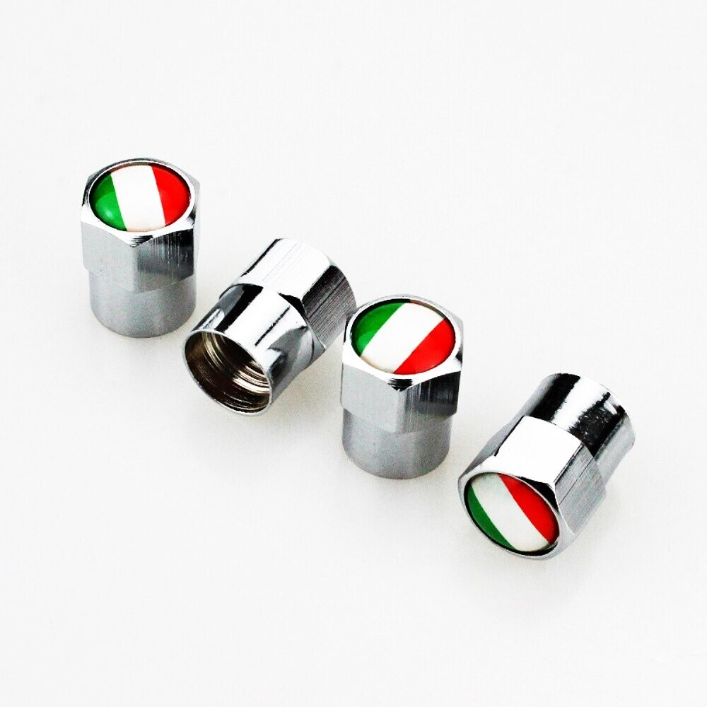 4x ITALY Flag Valve Caps ITALIA Decoration for Italian Car Bike Truck
