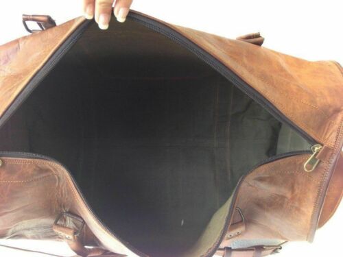 Gym Goat Leather Men Duffel Brown Travel Luggage Genuine Bag Vintage New Bag - Picture 3 of 5
