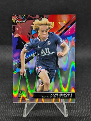 2021-22 Topps Finest UCL RayWave Refractor /199 Xavi Simons Card #82 Rookie RC