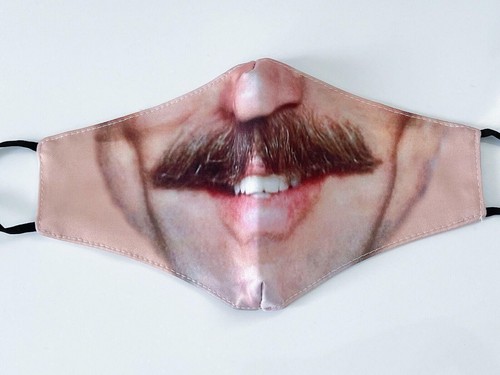 Adult Women Men Washable Reusable Funny Face Look Costume Novelty Face Mask - Picture 8 of 21