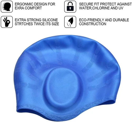 Silicone Swimming Cap Solid Color Long Hair Clean Swim Pool For Adult Men Women - Picture 13 of 25