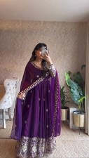 New Designer Purple Silk Anarkali Suit With Dupatta For Wedding Wear