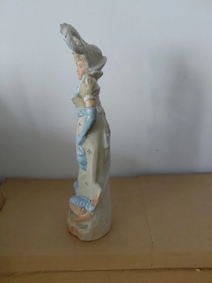 Vintage Bisque Porcelain Figurine Of Victorian Lady Height 10.5 Inches - Image 4 of 4