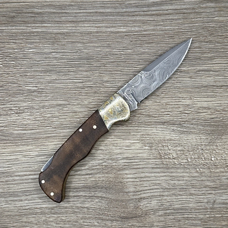 Navaja de bolsillo plegable vintage Boker Damast Alemania Damasco 3" con bloqueo Foto 2 de 4