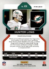 Hunter Long #414 Red Ice RC 2021 Panini Prizm Football Dolphins Rookie Card NFL. rookie card picture