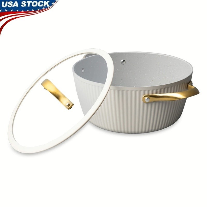 Non-Stick Ceramic Ribbed Dutch Oven for Gas Electric Induction Stovetops