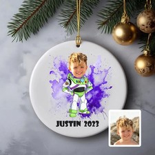 Personalized Superhero Ornament, Custom Christmas 2D Ceramic Ornament