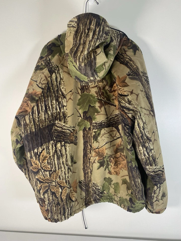 Mens Woolrich Insulated Camo Jacket Size XL Hood Zip Pockets Realtree Hunting - Image 2 of 4