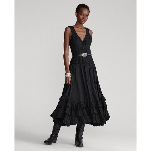 Polo Ralph Lauren Black Ruffle Maxi Skirt Size 4 - Picture 1 of 9