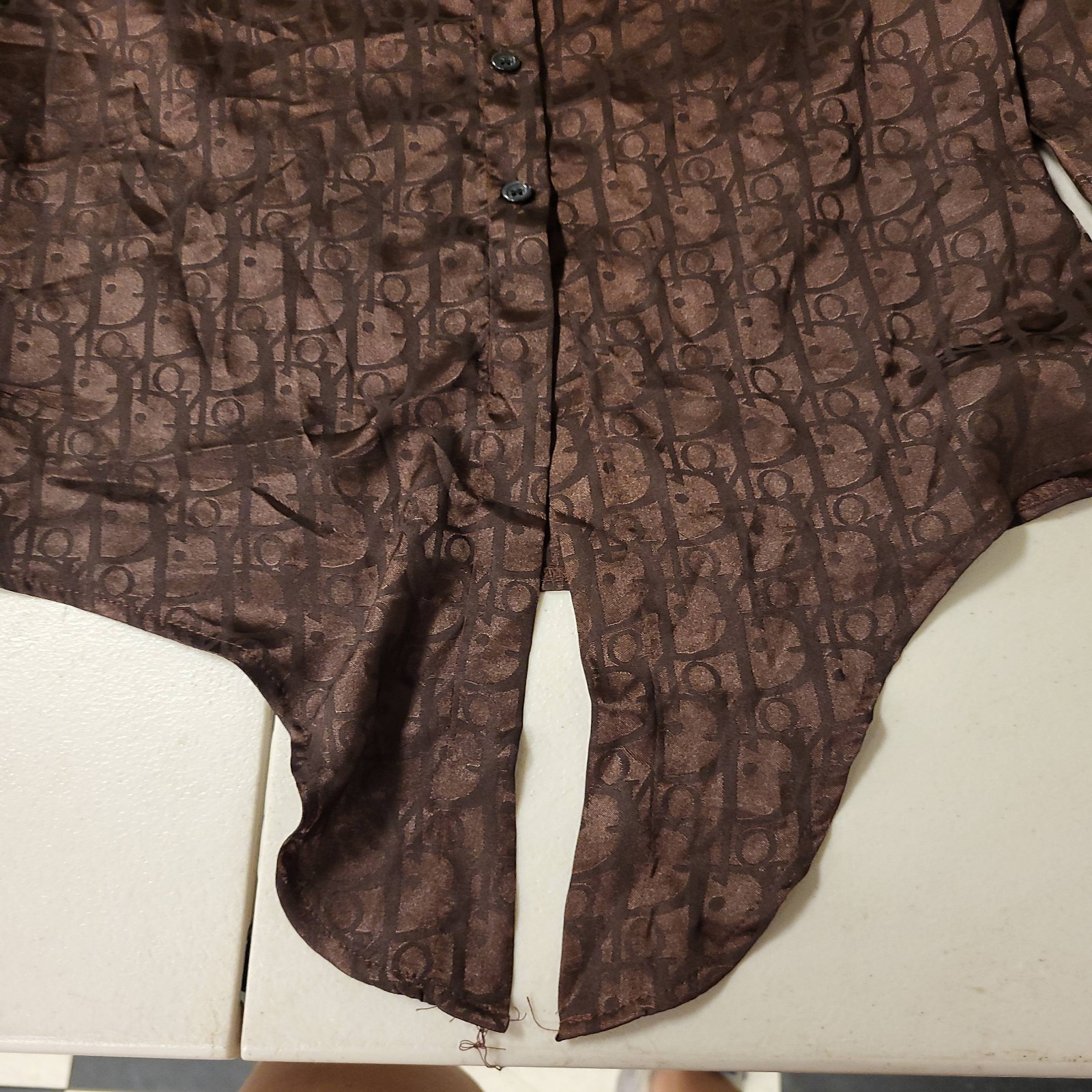 Brown Pattern Blouse Top Patterned Shirt Size L W… - image 5