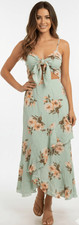 Flynn skye womens small spruce sage green dress open front midi floral romantic