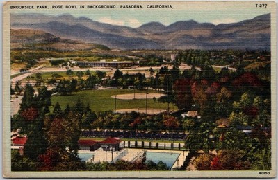 Pasadena California Brookside Park Rose Bowl Scenic View Vintage Postcard