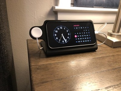 PN Printing black iphone and apple watch charging dock/alarm clock
