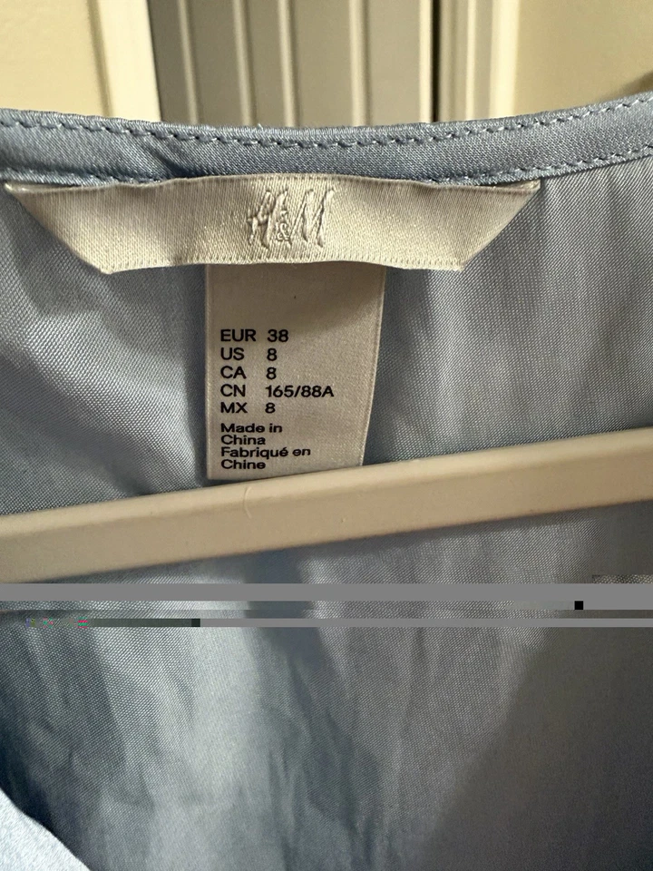 H&M Light Blue V Neck Blouse - Image 4 of 4