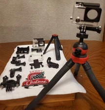 20pc Action Camera Accessories Kit w/ Case, Flexible Tripod, Mounts, GoPro Style