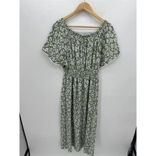 Kindred Womens Maxi Dress Size 3X Green Floral Smocked Boho Cottagecore Milkmaid