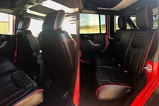 2013-2018 Fits JEEP WRANGLER UNLIMITED CUSTOM  SEAT COVERS BLACK & RED Piping