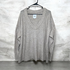 Aerie Oversized V Neck Sweater Oatmeal Beige Soft Cozy Lounge Womens Medium