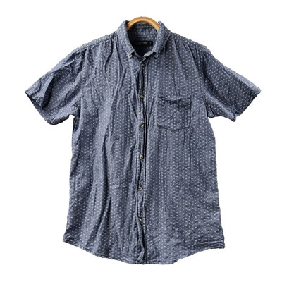 19 NINETY:0NE Shirt Mens Size S Blue White Short Sleeve Collared Cotton
