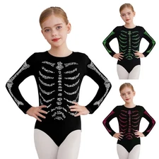 Kids Girls Bodysuits Themed Party Costume Clothing Jumpsuit Crotch Shiny Press