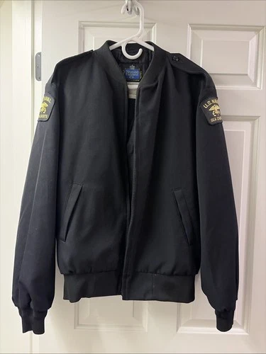 Neptune Garment Co Jacket Mens 40 Black Bomber Thinsulate Navy Sea Cadets Patch - product listing photo