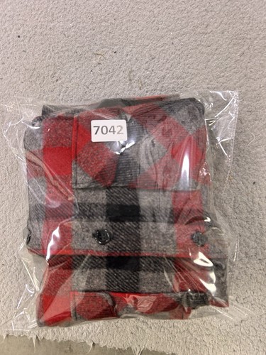 Vintage Woolrich Flannel Mens Large Red Black Plaid 80s Lumberjack Shacket Wool - Imagen 12 de 12