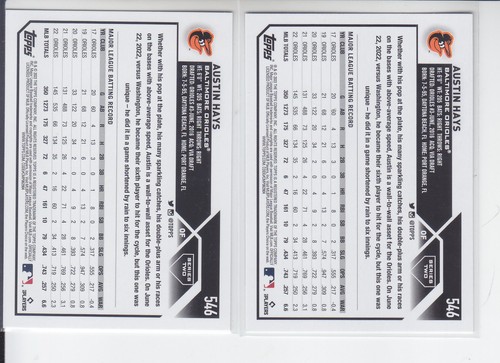 2 - 2023 Topps AUSTIN HAYS Rainbow Foil + Royal Blue Orioles #546 - Picture 2 of 2