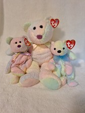 Ty Pastel 14" Groovy Bear Beanie Buddy PLUS Groovy  Mellow Beanie Babies