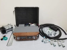 AC Air Conditioning Kit Chrome Compressor 17 x 19 Condenser Hoses Wood Grain A/C