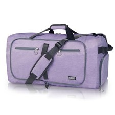 65L Duffle Bag with Shoes Compartment, Foldable Travel Duffel Textured Purple