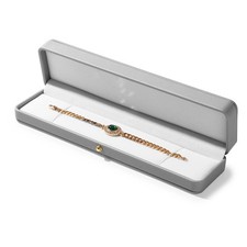 Grey Leather Bracelet Necklace Storage Velvet Interior Gift Case for Chain Je...