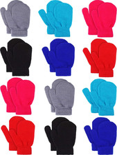 12 Pairs Kids Mitten Knitted Toddler Mittens Winter Warm Stretch Gloves Infant M