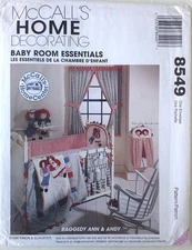 McCalls 8549 Raggedy Ann Andy Baby Room Essentials Sewing Pattern