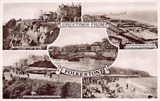 Greetings From Folkstone RP Multiview Postcard