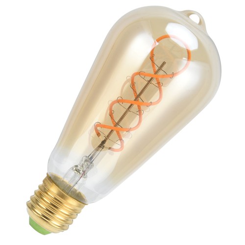 ST64 Leuchtmittel Doppelspirale dimmbar LED Filament Lampe 110Ve27 Lampenfassung 4W
