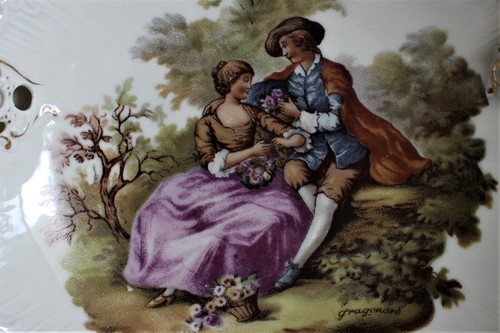 Antique Rosenthal Moliere Fragonard "Love Story" Pierced Dish 7.5" Germany RARE - Picture 3 of 12