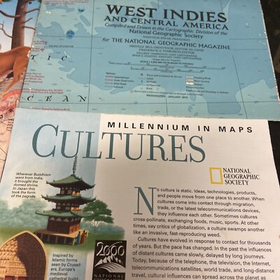 Lot of 5 Maps, National Geographic Inserts- Educational L@@K