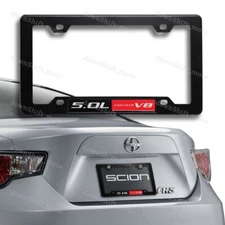 X1 Black ABS License Plate Tag Frame Cover with 5.0L Coyote V8 Car Trunk Emblem