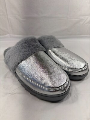Dearfoams Cozy Comfort Scuff Slippers silver size 11 12 new