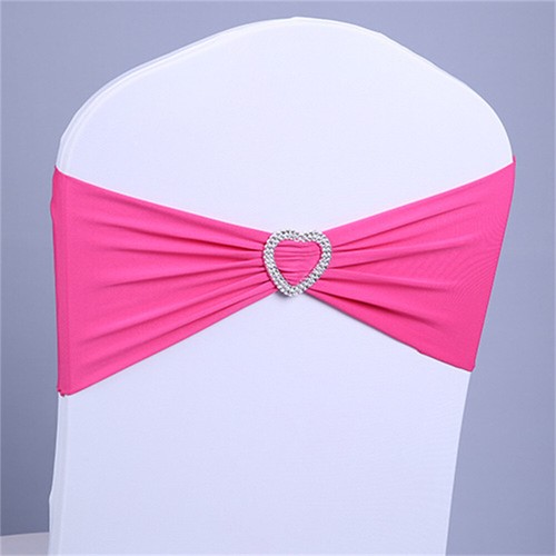 10 PEZZI Elastico Spandex Cuore Scorrevole Fibbia Sedia Fasce Banchetto Decorazione Matrimonio - Foto 5 di 18