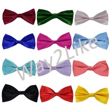 Men's Bow Tie Neck Clip on Satin Adjustable Necktie Fancy Dress Tuxedo Classic