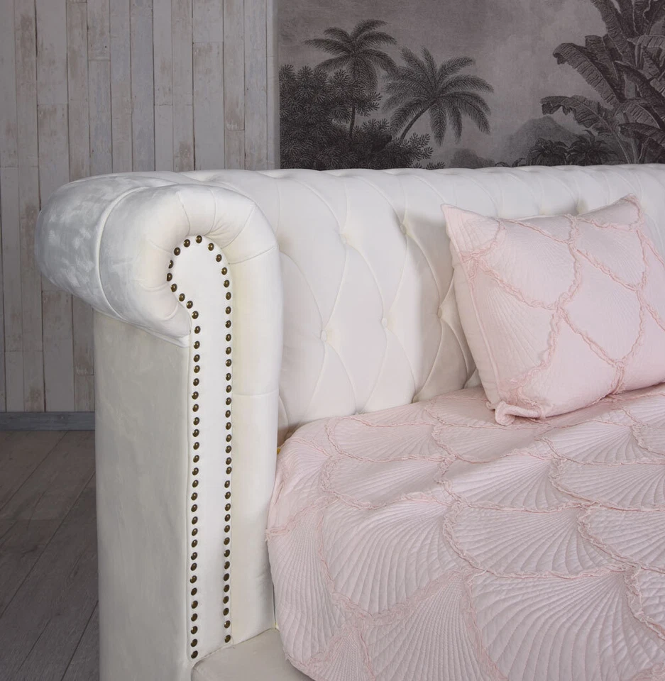 Samt Bett 180 x 200 cm Doppelbett Landhausstil Ehebett Jugendbett Partnerbett  - Bild 3 von 4