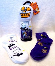   Halloween Sockbag Buddy 4 Pairs 9-11    Skeleton Novelty Socks W/ Plush bag