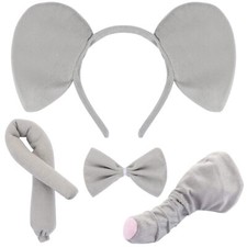 4 Pcs Elephant Costume Set Elephant Ears Headband Elephant Nose Tail and Bow ...